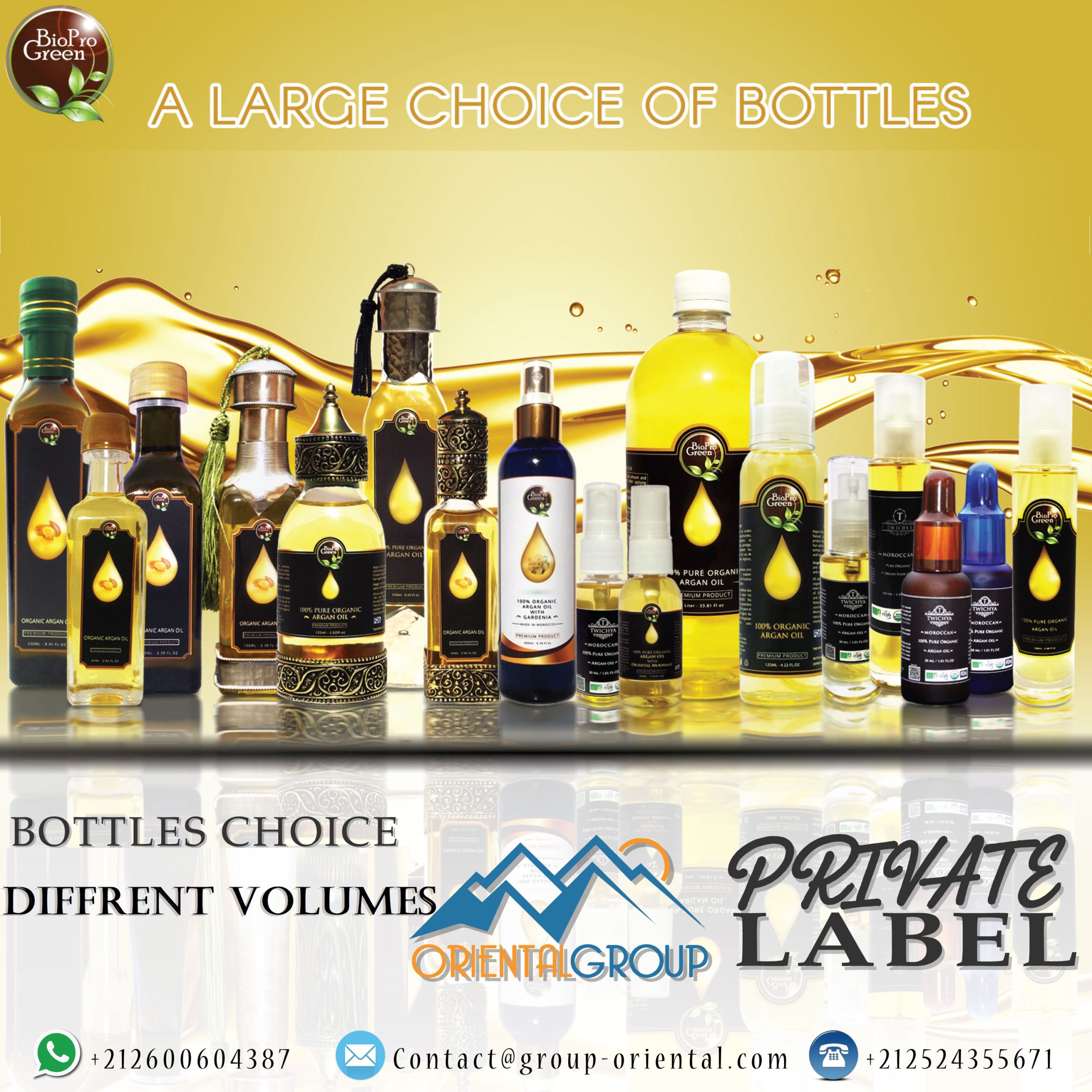 types of bottles Cosmetic argan oil